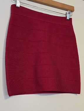 bebe Red Bandage Mini Skirt